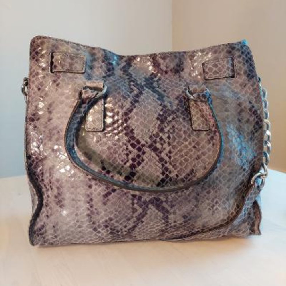 Mk Python Embossed Hamilton Handbag W/ Wallet - image 3